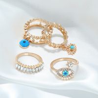 Punk Demon Eyes Rhinestone Color Drop Oil Hollow 4-piece Ring Wholesale Nihaojewelry main image 5