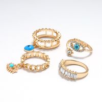 Punk Demon Eyes Rhinestone Color Drop Oil Hollow 4-piece Ring Wholesale Nihaojewelry main image 6