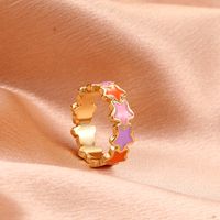 Fashion New Five-pointed Star Colored Dripping Oil Ring Wholesale Nihaojewelry main image 4