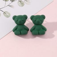 Ez3806 Nizhu New Ins Sweet Cool Teddy Bear Ear Studs Earrings Lovely Soft Cute Colorful Bear Earrings main image 4