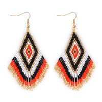 Woven Rice Beads Ethnic Style Geometric Tassel Earrings Wholesale Jewelry Nihaojewelry main image 3