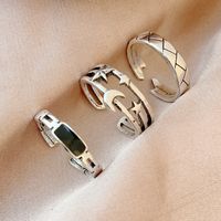 Fashion Hollow Geometric Open Star Moon Black Diamond Ring 3-piece Set Wholesale Nihaojewelry main image 4