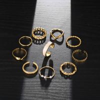 Retro Hollow Inlaid Pearl White Edge Ring 10-piece Set Wholesale Nihaojewelry main image 3