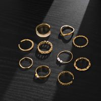 Retro Hollow Inlaid Pearl White Edge Ring 10-piece Set Wholesale Nihaojewelry main image 4