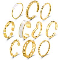 Retro Hollow Inlaid Pearl White Edge Ring 10-piece Set Wholesale Nihaojewelry main image 6