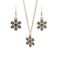 Christmas Color Snowflake Pendant Necklace Earring 2 Piece Set Wholesale Jewelry Nihaojewelry main image 1