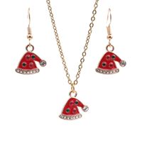 Christmas Hat Pendant Alloy Dripping Oil Necklace Earring Set Wholesale Jewelry Nihaojewelry main image 1