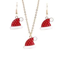 Christmas Hat Pendant Alloy Dripping Oil Necklace Earring Set Wholesale Jewelry Nihaojewelry main image 5