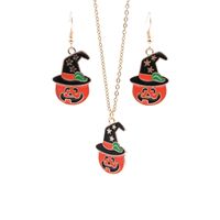 Cross-border European And American Halloween Ornament Alloy Necklace Xingx Pumpkin Ghost Wizard Hat Female main image 1