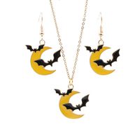 Halloween Alloy Oil Drop Moon Bat Earrings Necklace Set Wholesale Jewelry Nihaojewelry main image 1
