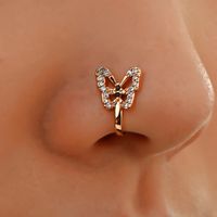 U-shaped Diamond-studded Butterfly Copper Nose Clip Wholesale Nihaojewelry main image 1