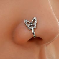 U-shaped Diamond-studded Butterfly Copper Nose Clip Wholesale Nihaojewelry main image 3