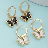 Cross-border Ins Butterfly Girls' Earrings European And American Retro Homemade Alloy Dripping Small Butterfly Ornament main image 2