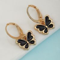 Cross-border Ins Butterfly Girls' Earrings European And American Retro Homemade Alloy Dripping Small Butterfly Ornament main image 4