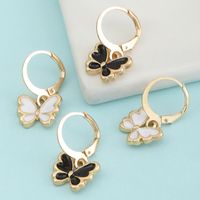 Cross-border Ins Butterfly Girls' Earrings European And American Retro Homemade Alloy Dripping Small Butterfly Ornament main image 5