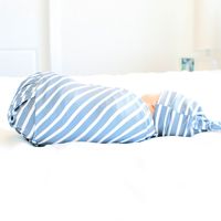 Fashion Gray Blue Stripe Newborn Baby Swaddle Hat Wrap Blanket Suit Wholesale Nihaojewelry main image 4