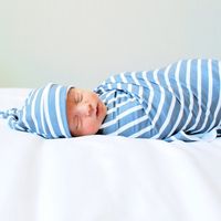 Fashion Gray Blue Stripe Newborn Baby Swaddle Hat Wrap Blanket Suit Wholesale Nihaojewelry main image 5