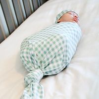 Fashion Green Plaid Baby Wrapping Cloth Swaddling Hat Quilt Suit Wholesale Nihaojewelry main image 5