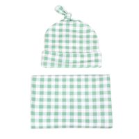 Fashion Green Plaid Baby Wrapping Cloth Swaddling Hat Quilt Suit Wholesale Nihaojewelry main image 3