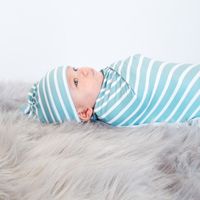 Sky Blue Stripes Baby Wrapping Cloth Swaddling Hat Quilt Suit Wholesale Nihaojewelry main image 3