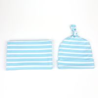 Sky Blue Stripes Baby Wrapping Cloth Swaddling Hat Quilt Suit Wholesale Nihaojewelry main image 4