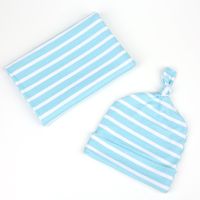 Sky Blue Stripes Baby Wrapping Cloth Swaddling Hat Quilt Suit Wholesale Nihaojewelry main image 5