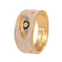 Simple Retro Color Oil Drop Devil Eye Inlaid Zircon Copper Ring Wholesale Nihaojewelry sku image 1