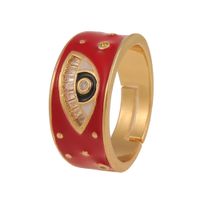 بسيطة الرجعية اللون النفط قطرة الشيطان العين مطعمة الزركون النحاس خاتم الجملة Nihaojewelry sku image 2