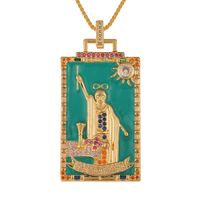 Fashion New Oil Drop Tarot Pendant Copper Zircon Necklace Wholesale Nihaojewelry sku image 5