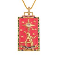 Fashion New Oil Drop Tarot Pendant Copper Zircon Necklace Wholesale Nihaojewelry sku image 13