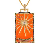 Fashion New Oil Drop Tarot Pendant Copper Zircon Necklace Wholesale Nihaojewelry sku image 16