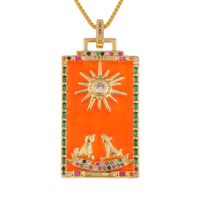 Fashion New Oil Drop Tarot Pendant Copper Zircon Necklace Wholesale Nihaojewelry sku image 17