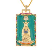 Fashion New Oil Drop Tarot Pendant Copper Zircon Necklace Wholesale Nihaojewelry sku image 18
