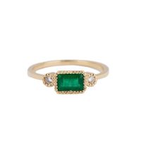 Classic Retro Inlaid Green Zircon Brass Ring Wholesale Nihaojewelry sku image 1