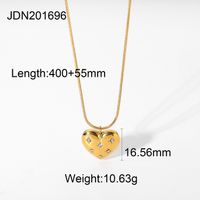 Fashion Stainless Steel Heart-shaped 18k Gold-plated Zircon Inlaid Necklace Wholesale Nihaojewelry sku image 1