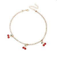 Internet Influencer Cold Style Fruit Cherry Necklace Female Niche Design Light Luxury Rhinestone Temperament Choker Clavicle Chain sku image 1