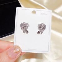 Korean Zircon Micro-inlaid Rose Flower Earrings Wholesale Nihaojewelry sku image 1