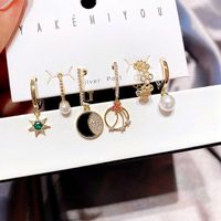 Mode Eingelegte Zirkon Perlen Stern Geometrische Ohrringe Set Großhandel Schmuck Nihaojewelry sku image 1