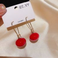 Boucles D&#39;oreilles En Cuivre Pendentif Boule Rouge Coréen En Gros Nihaojewelry sku image 1