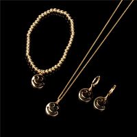 Simple Copper Gold-plated Smiley Face Necklace Earring Set Wholesale Nihaojewelry sku image 4