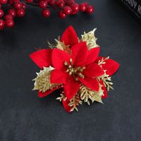 Hong Kong Love Christmas Decoration Flower Gold And Silver Red Three-layer Plastic Flowers Three-dimensional Christmas Flower Christmas Tree Decorations sku image 1