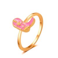 Cross-border New Arrival Dripping Oil Love Heart-shaped Ring Europe And America Creative Colorful Oil Necklace Boots Simple Bracelet Ring Rings Little Finger Ring Women sku image 2