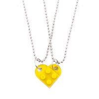 New Detachable Heart Building Block Double Round Bead Necklace Wholesale Nihaojewelry sku image 1