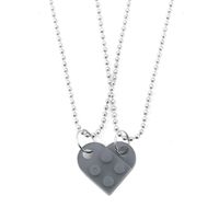 New Detachable Heart Building Block Double Round Bead Necklace Wholesale Nihaojewelry sku image 2