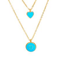 New Multilayer Multicolor Nectarine Heart Pendent Necklace Wholesale Nihaojewelry sku image 1