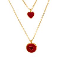 New Multilayer Multicolor Nectarine Heart Pendent Necklace Wholesale Nihaojewelry sku image 2