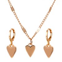 Simple Heart-shaped Earrings Necklace Two-piece Set Wholesale Nihaojewelry sku image 1