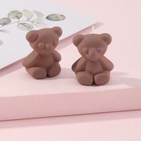 Ez3806 Nizhu New Ins Sweet Cool Teddy Bear Ear Studs Earrings Lovely Soft Cute Colorful Bear Earrings sku image 4