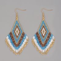 Woven Rice Beads Ethnic Style Geometric Tassel Earrings Wholesale Jewelry Nihaojewelry sku image 1