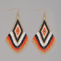 Woven Rice Beads Ethnic Style Geometric Tassel Earrings Wholesale Jewelry Nihaojewelry sku image 2